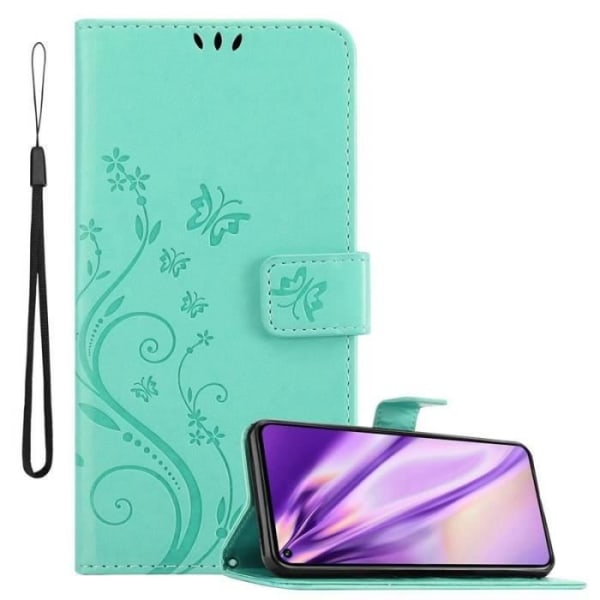 Coque - CADORABO - Honor 20 Pro - Similskinn Blommönster - 3 Platser för Kort - Grön Grön