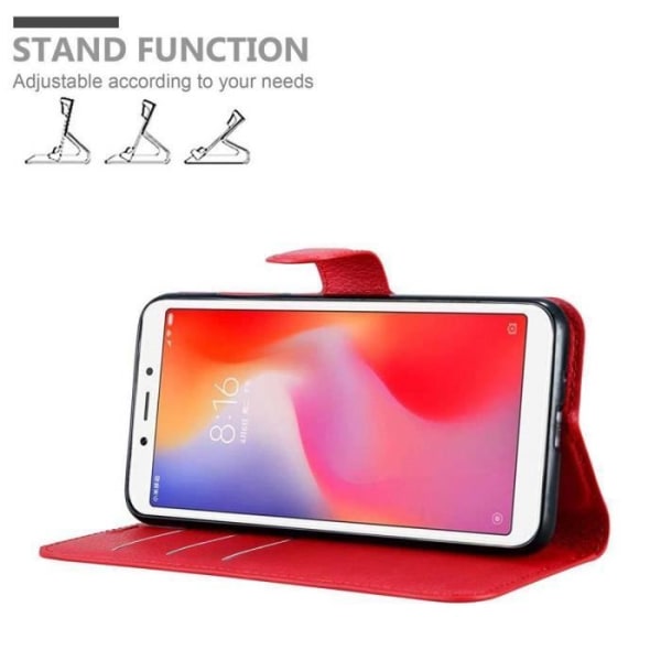 Coque för Xiaomi RedMi 6 - CADORABO - KIRSEBÄR RÖD - Syntetläder - Magnetstängning - Ställfunktion RÖDA KÖRSBÄR
