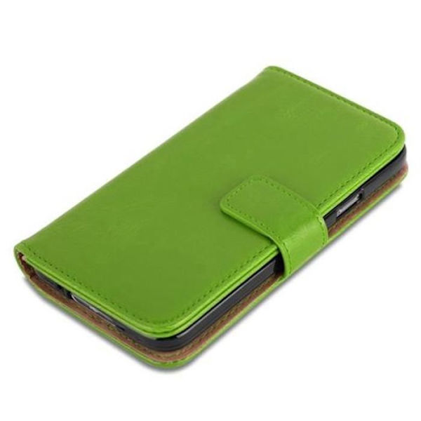 Cadorabo-fodral Samsung Galaxy S5 / S5 NEO GREEN PRE LUXURY Magnetisk skyddsfodral som stöder stativ och kortplats
