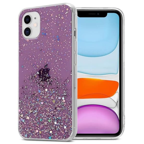 iPhone 11 PRO MAX Skal Lila med Glitter Skydd Glittrande Design Violett