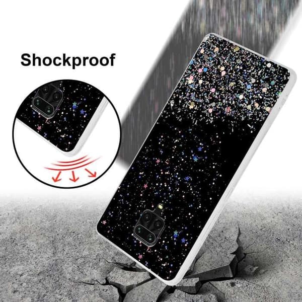 Skal för Xiaomi RedMi NOTE 9 PRO / NOTE 9S Svart med Glitter Skydd Design med Glitter Svart