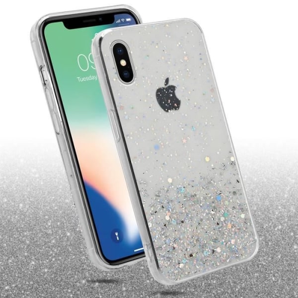 Fodral för Apple iPhone XS MAX i Transparent med glitter Cadorabo-skal Flexibelt TPU-silikonskydd