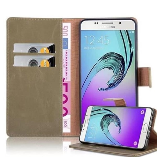 Cadorabo Fodral Samsung Galaxy A5 2016 (6) BRUN CAPPUCINO LYX Fodral Fodral Magnetfodral Stativ och kortplats