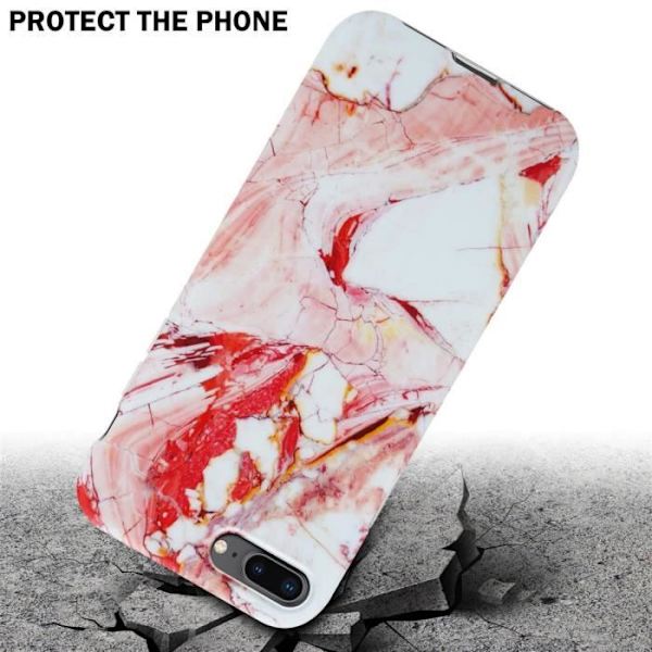 Fodral för Apple iPhone 7 PLUS / 7S PLUS / 8 PLUS Fodral i vit rosa marmor nr 20 Fodral Skydd Silikon TPU-plånbok Vit, Rosa