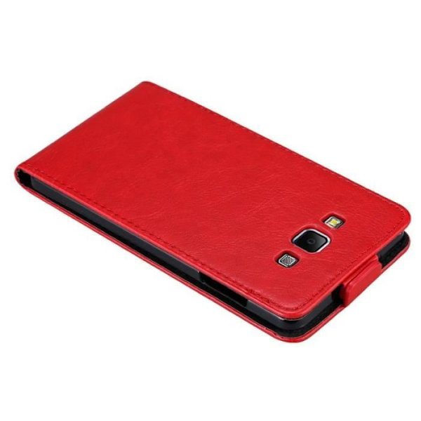 Flip-fodral - CADORABO - Samsung Galaxy A7 2015 - Röd konstläder - Magnetisk stängning - Fullständigt skydd Röd