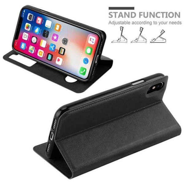 Coque - CADORABO - Apple iPhone XS MAX - Syntetiskt läder - Magnetstängning - Dubbel visningsfönster Svart