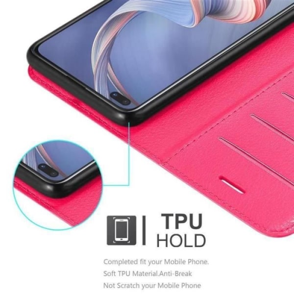 Coque - CADORABO - Oppo A92s - Strukturerat konstläder - Rosa - Stödfunktion för bok Rosa