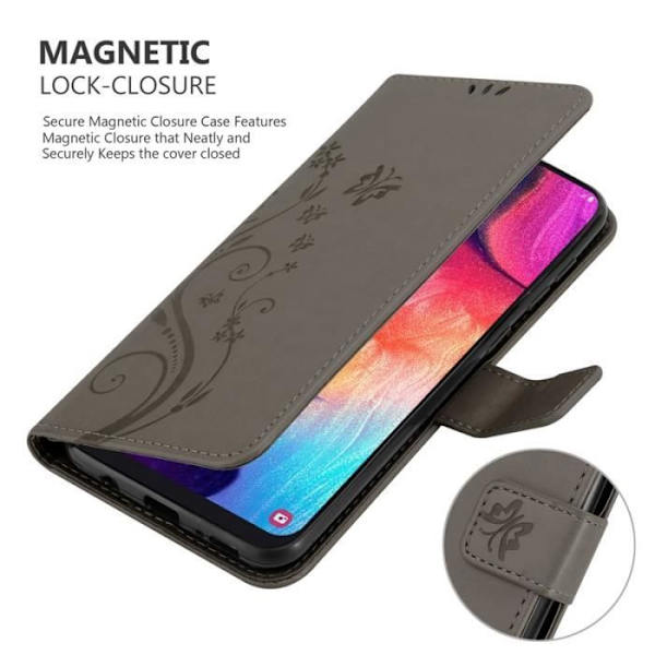 Cadorabo Fodral för Samsung Galaxy A30S / A50 S / A50 i grått - Blommönster Grå