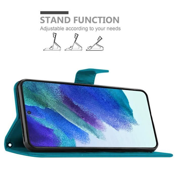 Etui för telefon - CADORABO - Samsung Galaxy S22 PLUS - Syntetiskt läder - Blommig - Magnetisk stängning BLOMMA BLÅ