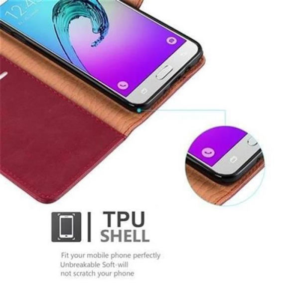 Samsung Galaxy J7 2016 (6) Fodral i CHERRY RED av Cadorabo (LYXdesign) Helt skyddsfodral med flip flap och