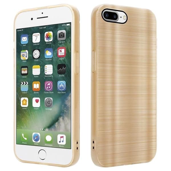 Skal för iPhone 7 PLUS / 7S PLUS / 8 PLUS Borstad Guld Kameraskydd Gul
