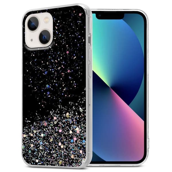 iPhone 14 PLUS Skal Svart med Glitter Skydd Glittrande Design Svart