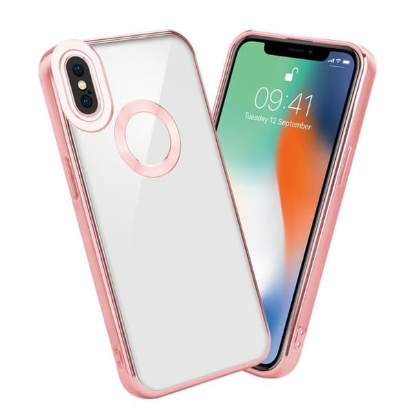 Transparent iPhone X / XS-fodral - Rosa Stötsäker Chrome Design Vit
