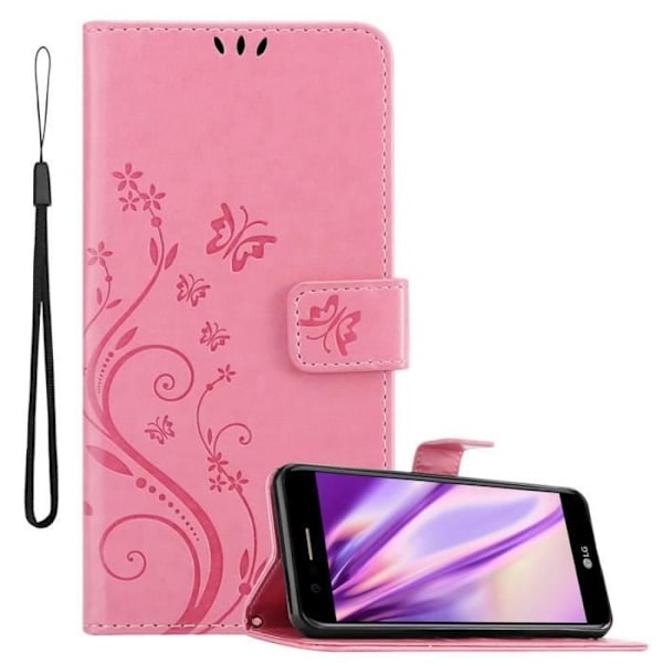 Cadorabo Fodral för LG K10 2018 / K11 / K11 PLUS i PINK BLOMMA Cover Protection Floral ROSENFLORTLAR