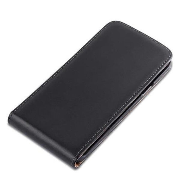 Cadorabo Coque Samsung Galaxy A3 (5) 2015 DESIGN FLIP Stil Fodral Etui Hölster av Syntetiskt Läder Slätt SVART AV JET