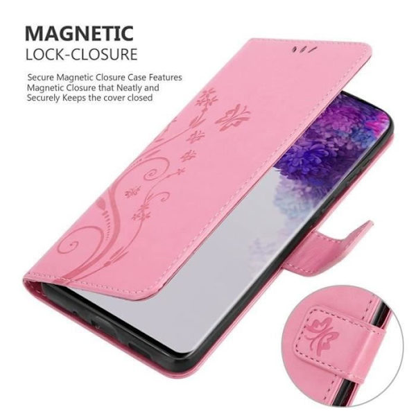 Fodral - CADORABO - Samsung Galaxy S20 Ultra - Blommigt konstläder - Magnetisk stängning - Integrerat stöd Rosa