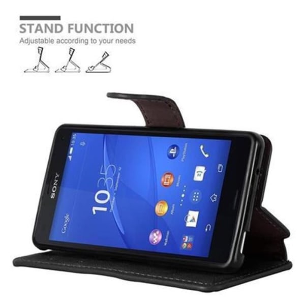Skydd för Sony Xperia Z3 COMPACT - CADORABO - Syntetläder - Matt Svart - Ställfunktion - Fullständigt skydd Svart mat