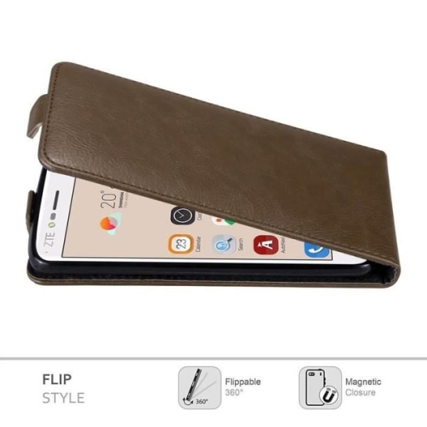 Coque - CADORABO - ZTE BLADE V8 - Syntetiskt läder - Brun - Magnetisk stängning kastanj