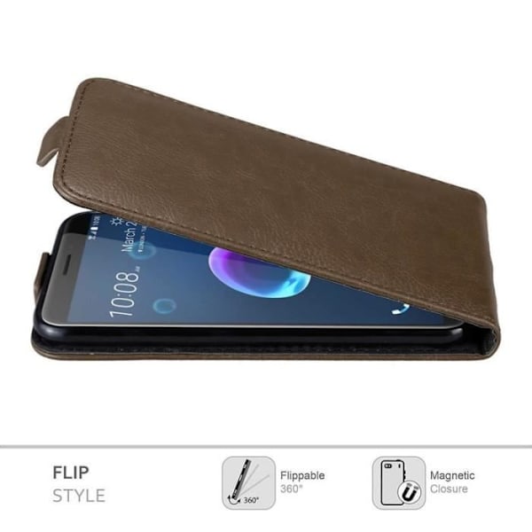Fodral till HTC Desire 12 - CADORABO - Brun - Läderimitation - Plånboksfodral - Magnetisk kastanj