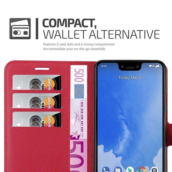 Skal för Google PIXEL 3 Fodral i KIRSEBÄR RÖD Etui Case Cover Skydd med magnetstängning Plånbok Röd