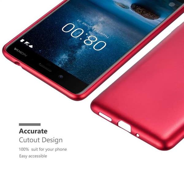 Skyddsfodral för Nokia 8 2017 Skyddsfodral i METALLISK RÖD Matt design Röd