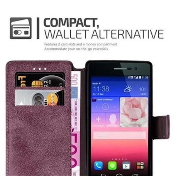 Cadorabo Retro Look Fodral Fodral för > Huawei ASCEND P7 < Used-Look Fodral Fodral Bumper Wallet (med horisontellt stativ retro