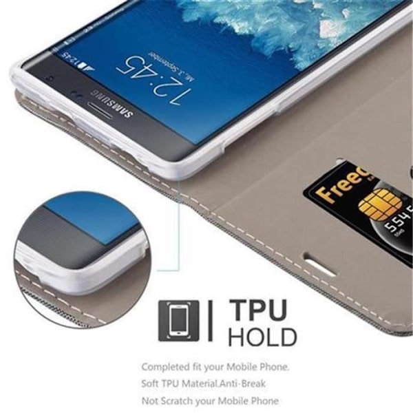 cadorabo Fodral för Samsung Galaxy Note Edge i gråsvart - Skyddsfodral med magnetlås, stativ