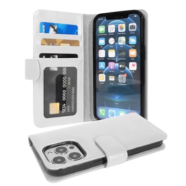 Coque - CADORABO - iPhone 13 PRO - Syntetiskt läder - ALBÄTRI VIT - 3 fack för kort VIT ALABASTER