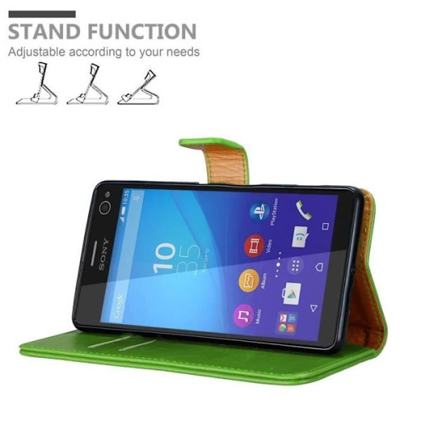 Fodral - CADORABO - Sony Xperia C4 - Grön - Läderimitation - Stativfunktion Grön