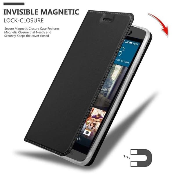 Flipfodral för HTC ONE M9, CLASSY BLACK, Stötsäkert Plånbok Svart