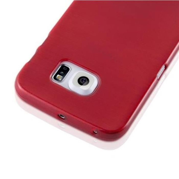 Samsung Galaxy S6 EDGE-fodral i CHERRY RED från Cadorabo (BORSTAD METAL Design) Ultramjukt silikongel TPU-fodral Röd körsbär