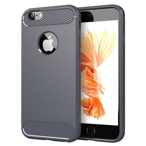 Etui för iPhone 6 PLUS / 6S PLUS - CADORABO - Borstad Grå - Silikon TPU - Lätt skydd Borstad Grå