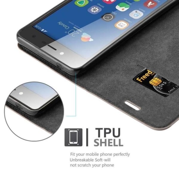 ZTE BLADE L7 Fodral i COFFEE BROWN från Cadorabo (INVISIBLE MAGNETIC CLOSURE Design) Helt skyddsfodral med Flip Flip