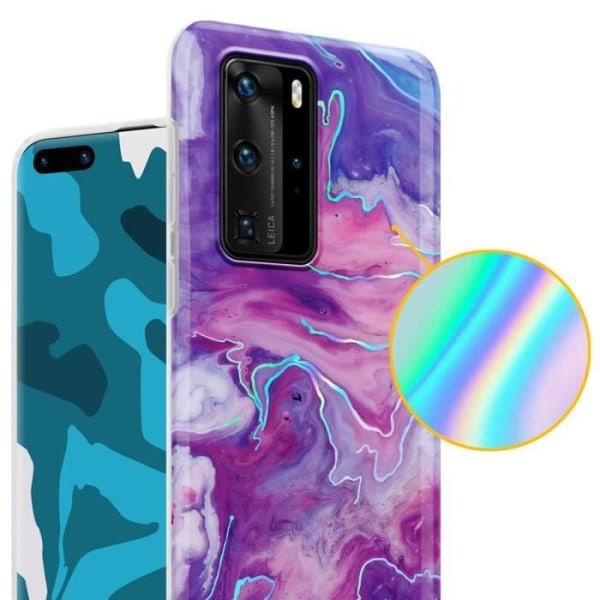 Fodral till Huawei P40 PRO / P40 PRO+ Fodral i Marmor Lila Rosa Nr 19 Fodral Skydd Silikon TPU plånbok