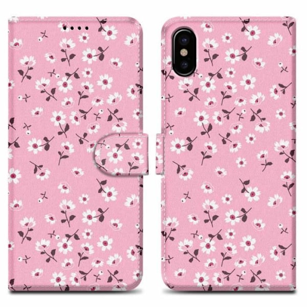 Coque för Apple iPhone X / XS - CADORABO - Etui i Blomregn Nr. 6 - Mjuk - Magnetisk - Svart
