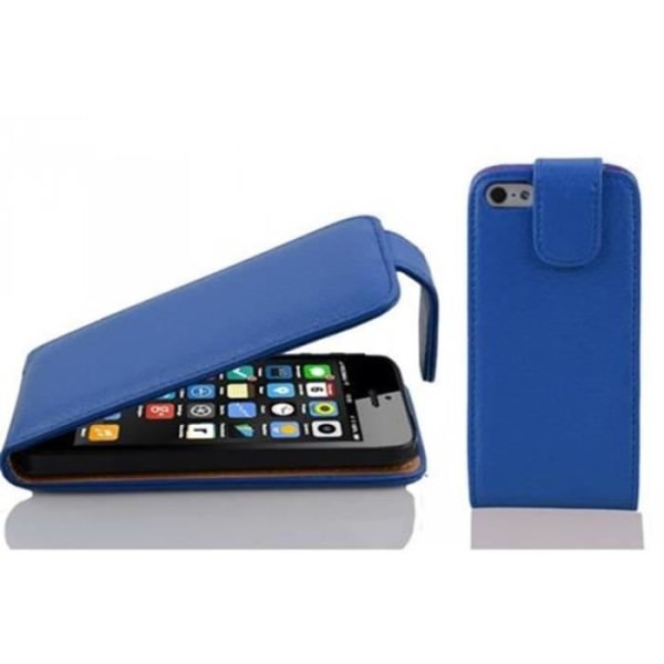 Cadorabo Apple iPhone 5C Fodral DESIGN FLIP Stil Fodral Fodral Fodral konstläder Struktur HEMLIG BLÅ