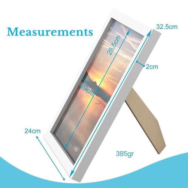 Vit ram för posters, affischer och bilder 32,5 x 23,8 cm - elegant väggdekoration i trä med glasfront Vit