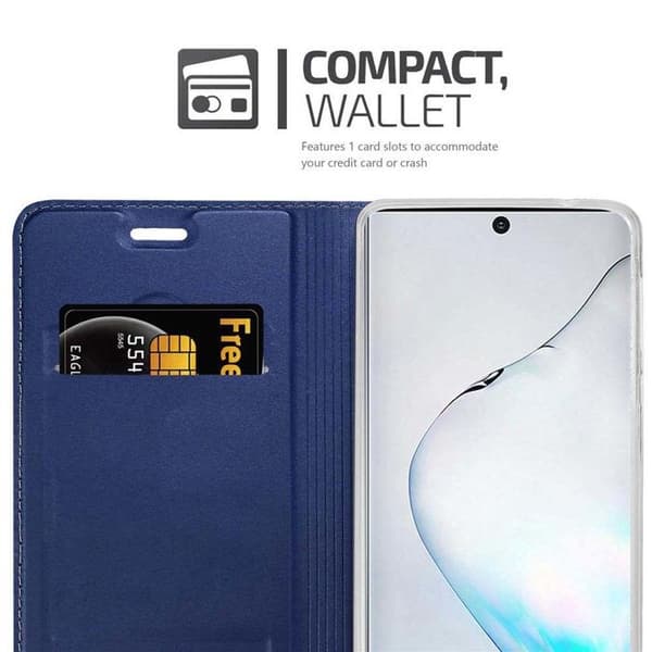Flip-fodral för Samsung Galaxy NOTE 10 i MÖRKBLAU CLASSY Plånbok Stötsäker Blå