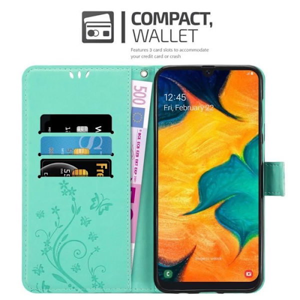 Cadorabo Fodral för Samsung Galaxy A20 / A30 i grönt - blommönster Grön