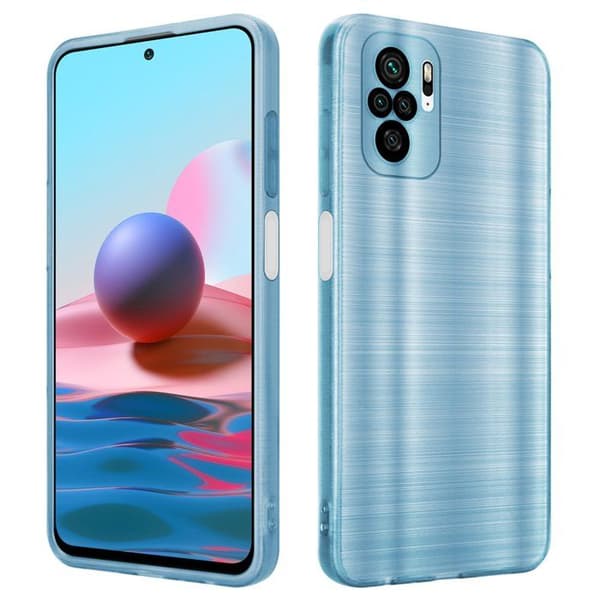 Skyddsfodral för Xiaomi RedMi NOTE 10 4G / RedMi NOTE 10S Borstad Turkos Kameraskydd Blå