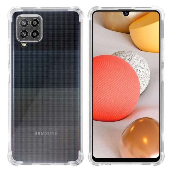 Transparent stötsäker silikonfodral för Samsung Galaxy A42 5G / M42 5G Vit