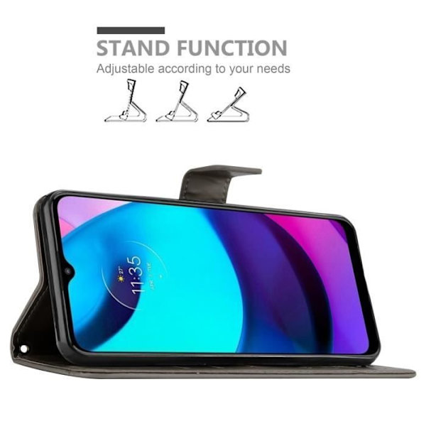 Coque - CADORABO - MOTO E20 / E30 / E40 - Similicuir - Grå Blommig - Ställfunktion Blommig grå