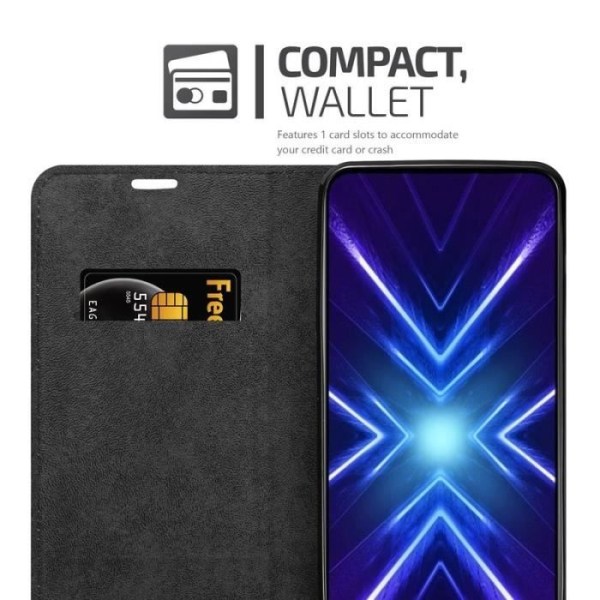 Étui - CADORABO - Honor 9x PRO - Syntetiskt läder - Magnetisk stängning - Ställfunktion Svart
