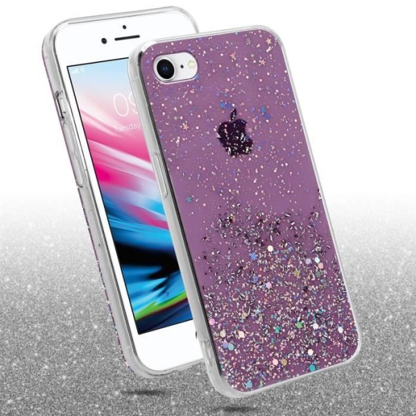 Fodral till Apple iPhone 7 / 7S / 8 / SE 2020 Fodral i lila med Glitter Fodral Skyddande silikon TPU Glitter