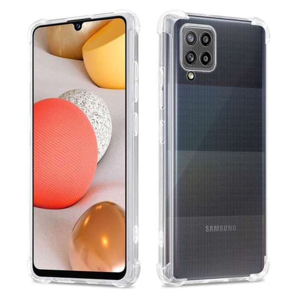 Transparent stötsäker silikonfodral för Samsung Galaxy A42 5G / M42 5G Vit