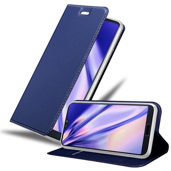 Skyddshölje - CADORABO - Huawei P20 PRO / P20 PLUS - Mörkblå - Magnetstängning - Ställfunktion Mörkblå