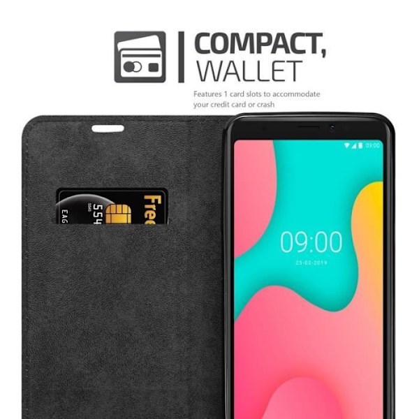 Coque - CADORABO - WIKO Y60 - Svart - Magnetisk - Horisontell Ställning - Kortfäste Svart