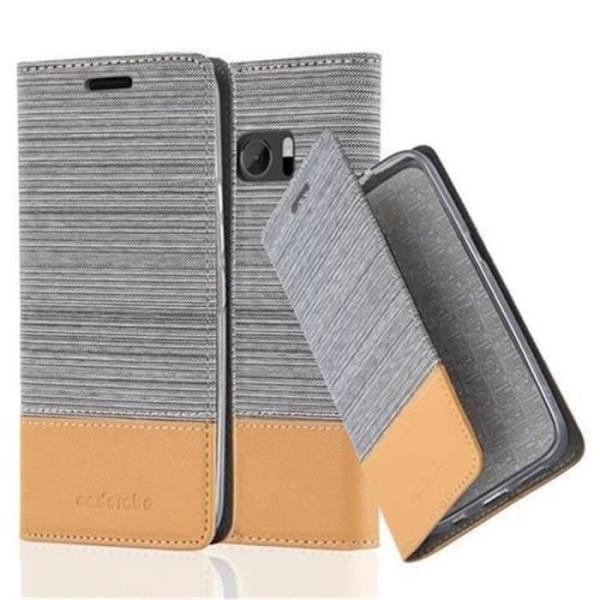 HTC 10-fodral i LJUSGRÅBRUNT från Cadorabo (TYG-LÄDERDESIGN) Helt skyddsfodral med flipflik och stativ