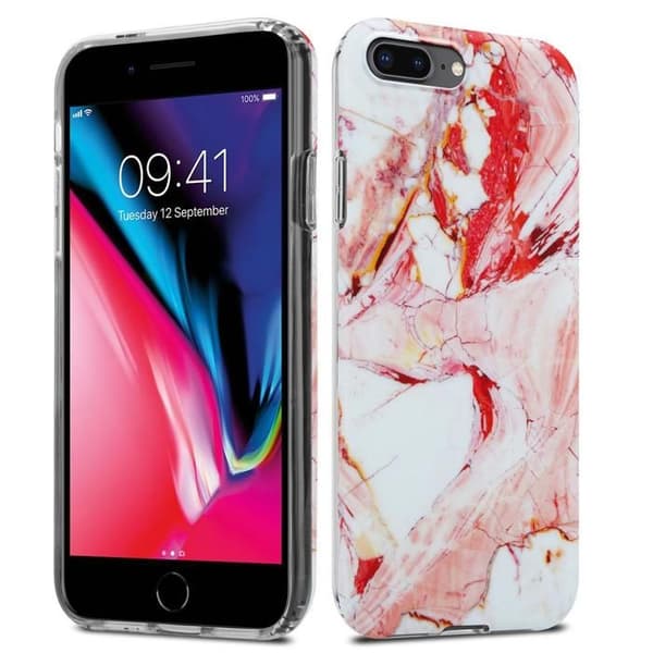 Skal för iPhone 7 PLUS / 7S PLUS / 8 PLUS i Rosa Marmor Nr. 20 Skyddsetui Ros