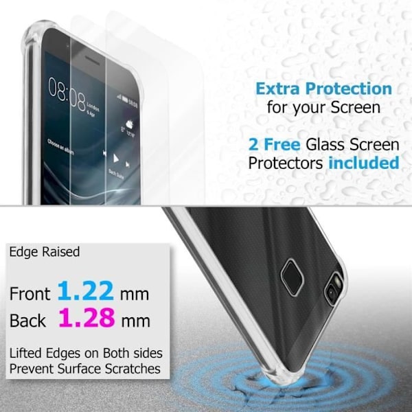 Fodral och 2x härdade skyddsglasögon för Huawei P9 LITE 2016 / G9 LITE i TRANSPARENT Hybridfodral